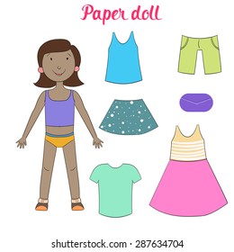 Paper doll boy and clothes vector illustration