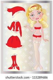 a paper doll with christmas dress