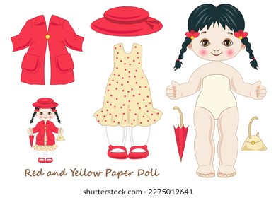 Paper doll with clothes to cut out or collect