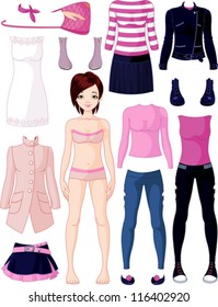 Paper doll with clothing set