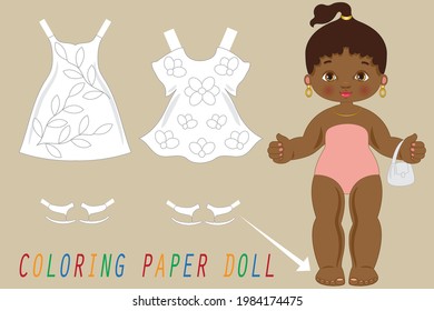 A paper doll, to cut out to play or collect, representing a little girl! There are dresses in black and white to color!