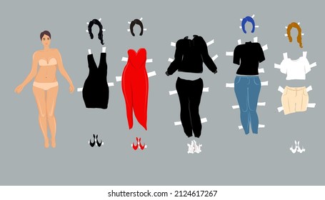 paper doll cutting vector