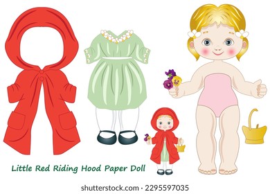 Paper doll with Little Red Riding Hood clothes