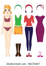 Paper doll & outfits vector