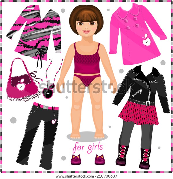 Paper Doll Set Fashion Clothes Template Stock Vector (Royalty Free ...