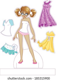 paper doll teen girl with dresses to cut out and play with