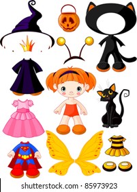 Paper Doll with three dresses for Halloween Party