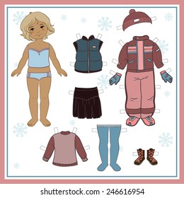 Paper doll with winter clothes for game