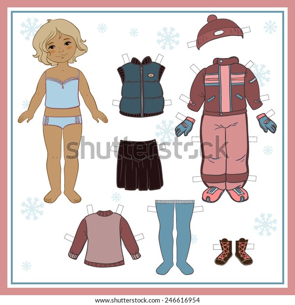 Paper Doll Winter Clothes Game vetor stock (livre de direitos