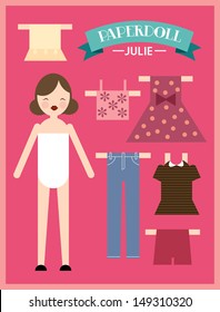 paper doll woman template vector/illustration