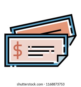 Paper with a dollar icon vector illustration in line color design