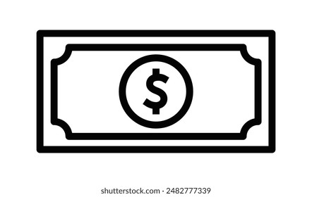 Paper dollar vector icon. Editable stroke.