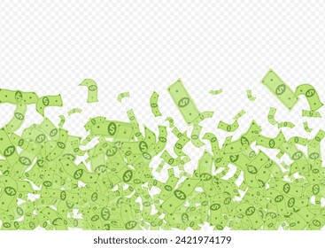 Paper Dollar Vector Transparent Background. Flying Jackpot Cover. Paper Flow Currency Template. Falling Confetti Casino Poster.