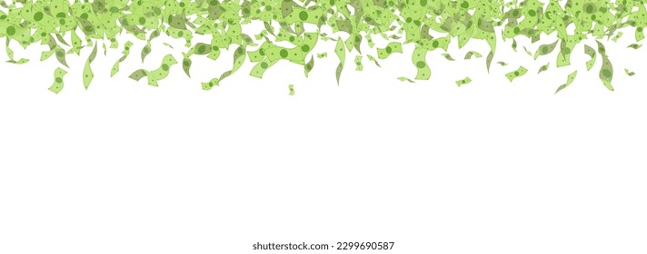 Paper Dollar Vector White Panoramic Background. Casino Finance Certificate. Monetary Flow Money Flyer. Flow Cash Business Cover.