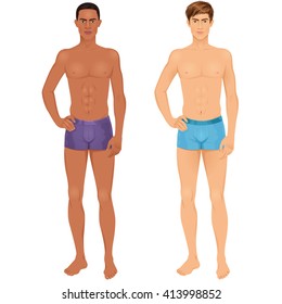 Paper dolls, two guys in underwear. Body templates
