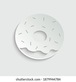 paper donut icon - black vector sign