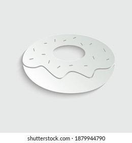 paper donut icon - black vector sign