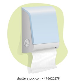 Paper Door Illustration Towel Wall Mounted. Ideal For Product Catalogs And Hygiene Information