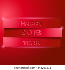 Paper dotted banners with shadows and lights for New 2016 Year. Vector illustration