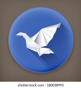 Paper Dove, long shadow vector icon