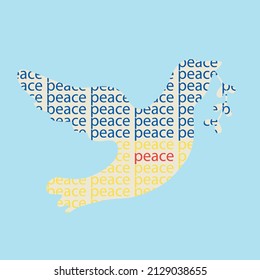 A paper dove of peace with the inscriptions peace in the colors of the flag of Ukraine. A call for a peaceful settlement of the conflict between Russia and Ukraine.
