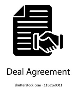 A Paper Draft Along With Handshake Symbolising Icon For Deal Arrangement 