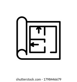 Paper drawing apartment icon. Simple line, outline vector elements of architecture icons for ui and ux, website or mobile application