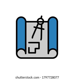 Paper drawing dividers icon. Simple color with outline vector elements of architecture icons for ui and ux, website or mobile application