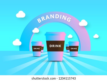 Paper drinking cup cartoon poster vector