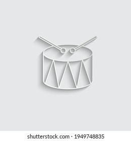 Musikzeichen des Papiertrommel-Vektorsymbol