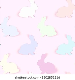 Paper Easter Bunny Seamless Vector Pattern