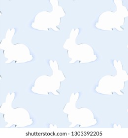 Paper Easter Bunny Seamless Vector Pattern