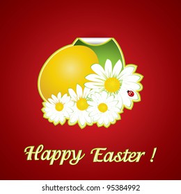 Paper easter egg sticker on red background