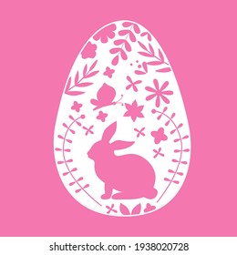 Paper Easter egg stickers. Laser cut. Easter eggs for Easter holidays. Easter egg in paper art ,paper cut, style. Vector illustration.
