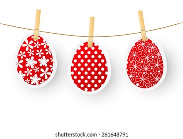 Paper Easter eggs on white background