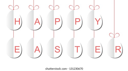 Paper Easter eggs strings on a white background