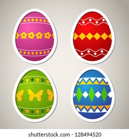 Paper easter eggs with white border. Vector illustration.