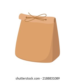 Paper eco bag. Flat vector illustration. Ecology concept, recycling