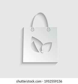 paper eco bag icon. bag with leaf. ecology icon 