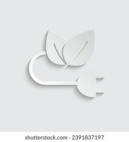 papel Eco plug con icono de hoja enchufe eléctrico vectorial icono energía ecología 