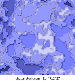 Paper effect abstract background. Paper cut wavy 3d layers blue gradient. Topography map. Origami vector illustration. Easy to edit design template for business presentation and website banners.
