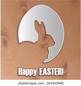 paper egg, rabbit with shadow Easter card