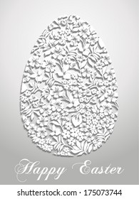Paper egg with shadow Easter card. Vector Version