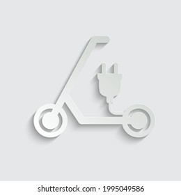 Paper Electric  scooter icon - vector