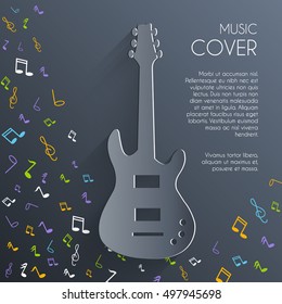 paper electro guitar vector background concept. Illustration tamplate for web and mobile