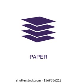 Paper element in flat simple style on white background. Paper icon, with text name concept template