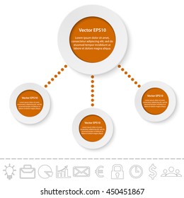 Paper elements for infographic. Business concept with round options.