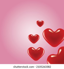 Paper elements in shape of heart flying on background. Vector symbols of love for Happy Women's, Mother's, Valentine's Day, birthday greeting card design.
