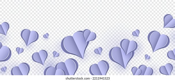 Paper elements in shape of heart flying. Vector symbols of love for Happy Women's, Mother's Day, or Birthday greeting card. Vector illustration