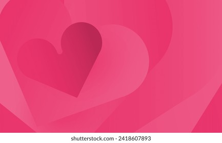 Papierelemente in Form eines Herzens, die auf rosafarbenem Hintergrund fliegen., Happy Valentins Tageskartenherzen, Geburtstagskarte, Vektordesign.